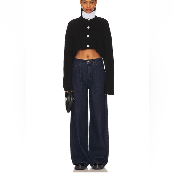 REVOLVE Denim - WEWOREWHAT HIGHRISE PLEATED WIDE LEG JEANS RAW WASH